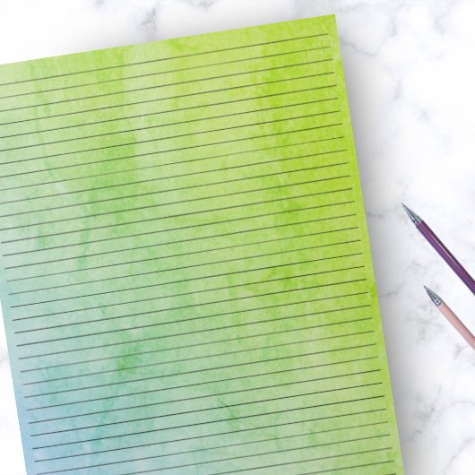 College Ruled |  blauwe groene Waterverf Notitieblok