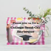 College Send Party BBQ Burgers Pink Tablecloth Kaart (Staand voorkant)