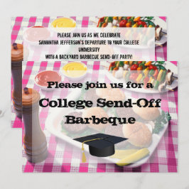 College Send Party BBQ Burgers Pink Tablecloth Kaart