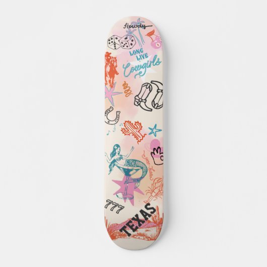 College Skateboard Cowgirl Slaapkamer Wandkunst (Voorkant)