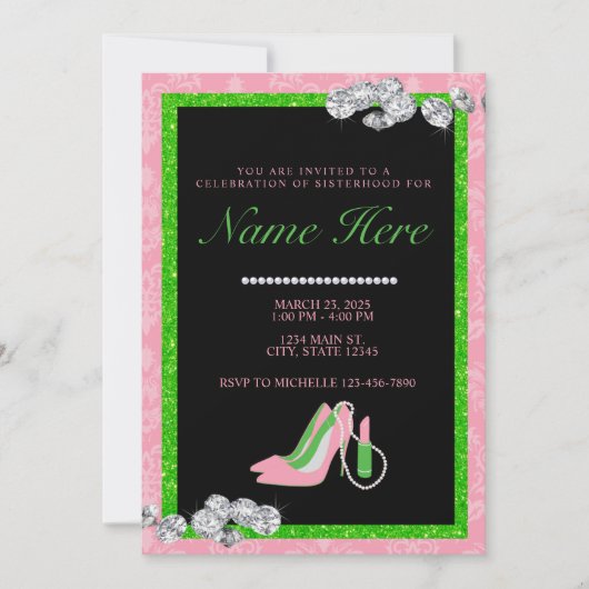 College Sorority Groen Roze Welkom bij Sisterhood Kaart (Voorkant)