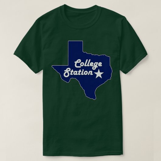 College Station Texas Navy Blue Lone State Kaart T T-shirt (Design voorkant)