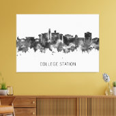 College Station Texas Skyline BW Canvas Afdruk (Insitu (Woonkamer))