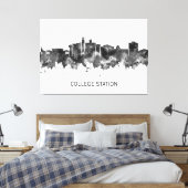College Station Texas Skyline BW Canvas Afdruk (Insitu (Slaapkamer))
