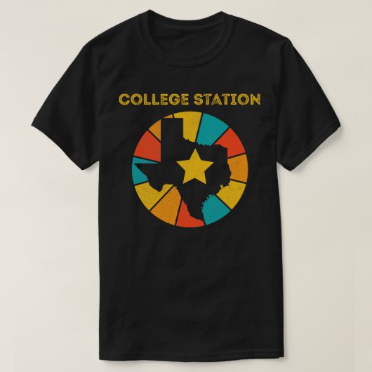 College Station Texas Vintage Gedistroïde Souvenir T-shirt (Design voorkant)
