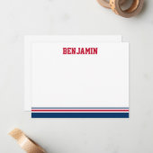 College Stripe Bar Mitzvah - Hartelijk dank Notitiekaartje (Voorkant / Achterkant in situ)