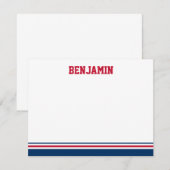 College Stripe Bar Mitzvah - Hartelijk dank Notitiekaartje (Voorkant / Achterkant)