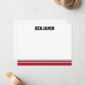 College Stripe Bar Mitzvah - Hartelijk dank Notitiekaartje (Voorkant / Achterkant in situ)