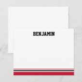 College Stripe Bar Mitzvah - Hartelijk dank Notitiekaartje (Voorkant / Achterkant)