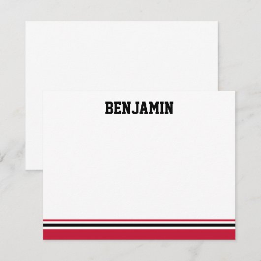 College Stripe Bar Mitzvah - Hartelijk dank Notitiekaartje (Voorkant / Achterkant)