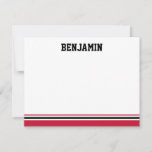 College Stripe Bar Mitzvah - Hartelijk dank Notitiekaartje<br><div class="desc">Deze sportieve dank komt overeen met de College Stripe Invitation Suite.</div>