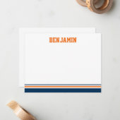 College Stripe Bar Mitzvah - Hartelijk dank Notitiekaartje (Voorkant / Achterkant in situ)