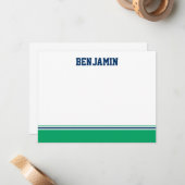 College Stripe Bar Mitzvah - Hartelijk dank Notitiekaartje (Voorkant / Achterkant in situ)