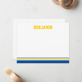 College Stripe Bar Mitzvah - Hartelijk dank Notitiekaartje (Voorkant / Achterkant in situ)