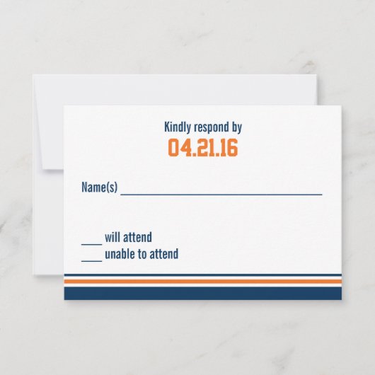 College Stripe Bar Mitzvah-reactiekaart RSVP Kaartje (Voorkant)