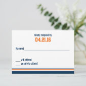 College Stripe Bar Mitzvah-reactiekaart RSVP Kaartje (Staand voorkant)