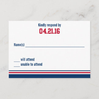 College Stripe Bar Mitzvah-reactiekaart RSVP Kaartje