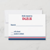 College Stripe Bar Mitzvah-reactiekaart RSVP Kaartje (Voorkant)