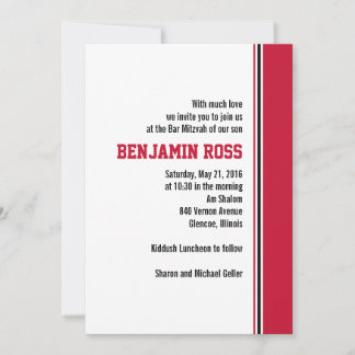 College Stripe Bar Mitzvah Uitnodiging
