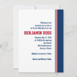 College Stripe Bar Mitzvah Uitnodiging