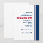 College Stripe Bar Mitzvah Uitnodiging (Voorkant / Achterkant)