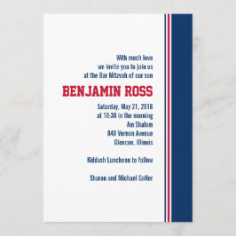 College Stripe Bar Mitzvah Uitnodiging