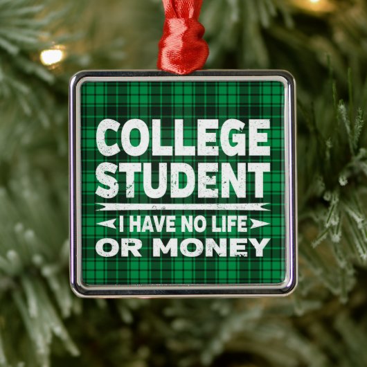College Student Majors Xmas Groen Plaid Metalen Ornament (Boom)