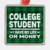 College Student Majors Xmas Groen Plaid Metalen Ornament (Voorkant)