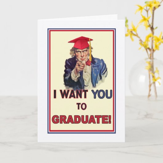 College Stuur een bericht, Uncle Sam Afstuderen Kaart (Gele Bloem)