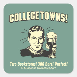 College Towns: 2 Boekwinkels 300 Bars Vierkante Sticker