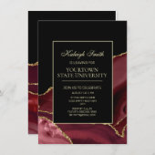 College Trunk Party Elegant Burgundy Black Gold Kaart (Voorkant / Achterkant)