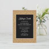College Trunk Party Elegant Gold Glitter Black Kaart (Staand voorkant)