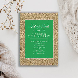 College Trunk Party Elegant Gold Glitter Green Kaart
