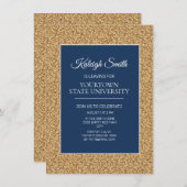 College Trunk Party Elegant Gold Glitter Navy Blue Kaart (Voorkant / Achterkant)