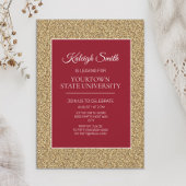 College Trunk Party Elegant Gold Glitter Red Kaart
