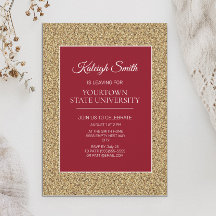 College Trunk Party Elegant Gold Glitter Red