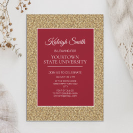 College Trunk Party Elegant Gold Glitter Red Kaart