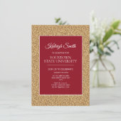 College Trunk Party Elegant Gold Glitter Red Kaart (Staand voorkant)