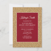 College Trunk Party Elegant Gold Glitter Red Kaart (Voorkant)