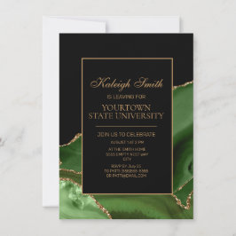 College Trunk Party Elegant Green Gold Marble Kaart