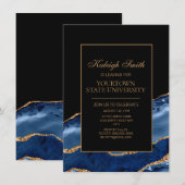 College Trunk Party Elegant Navy Blue Black Marble Kaart (Voorkant / Achterkant)