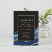 College Trunk Party Elegant Navy Blue Black Marble Kaart (Staand voorkant)