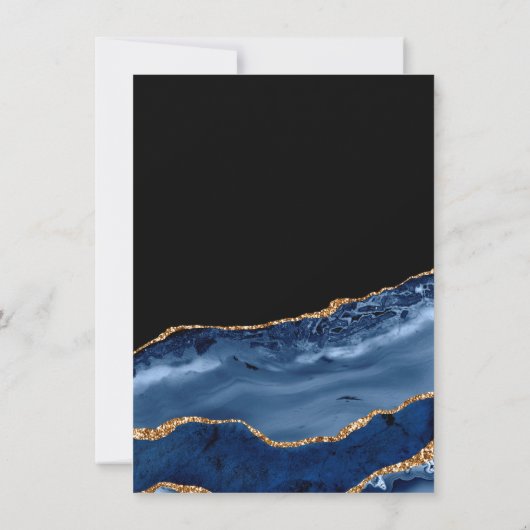 College Trunk Party Elegant Navy Blue Black Marble Kaart (Achterkant)