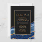 College Trunk Party Elegant Navy Blue Black Marble Kaart (Voorkant)