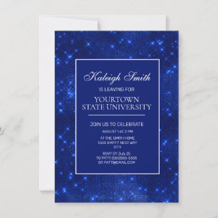 College Trunk Party Elegant Sparkle Navy Blue Inv Kaart