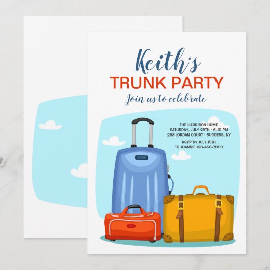 College Trunk Party Invitation Kaart (Voorkant / Achterkant)