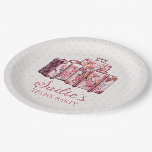 College Trunk Party  Koffers Roze Papieren Bordje (Gekanteld)