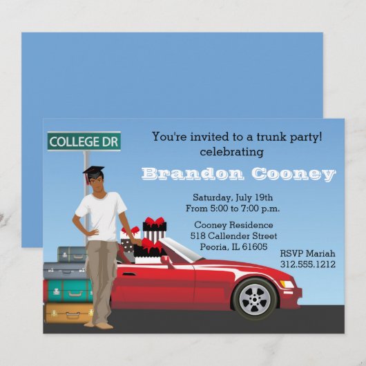 College Trunk Party Male onderweg Kaart (Voorkant / Achterkant)