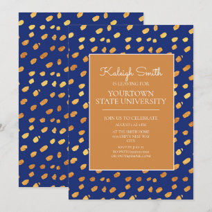 College Trunk Party Modern Blue Gold Kaart