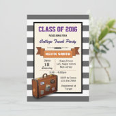 College Trunk Party Uitnodiging. afstudeerfeest Kaart (Staand voorkant)